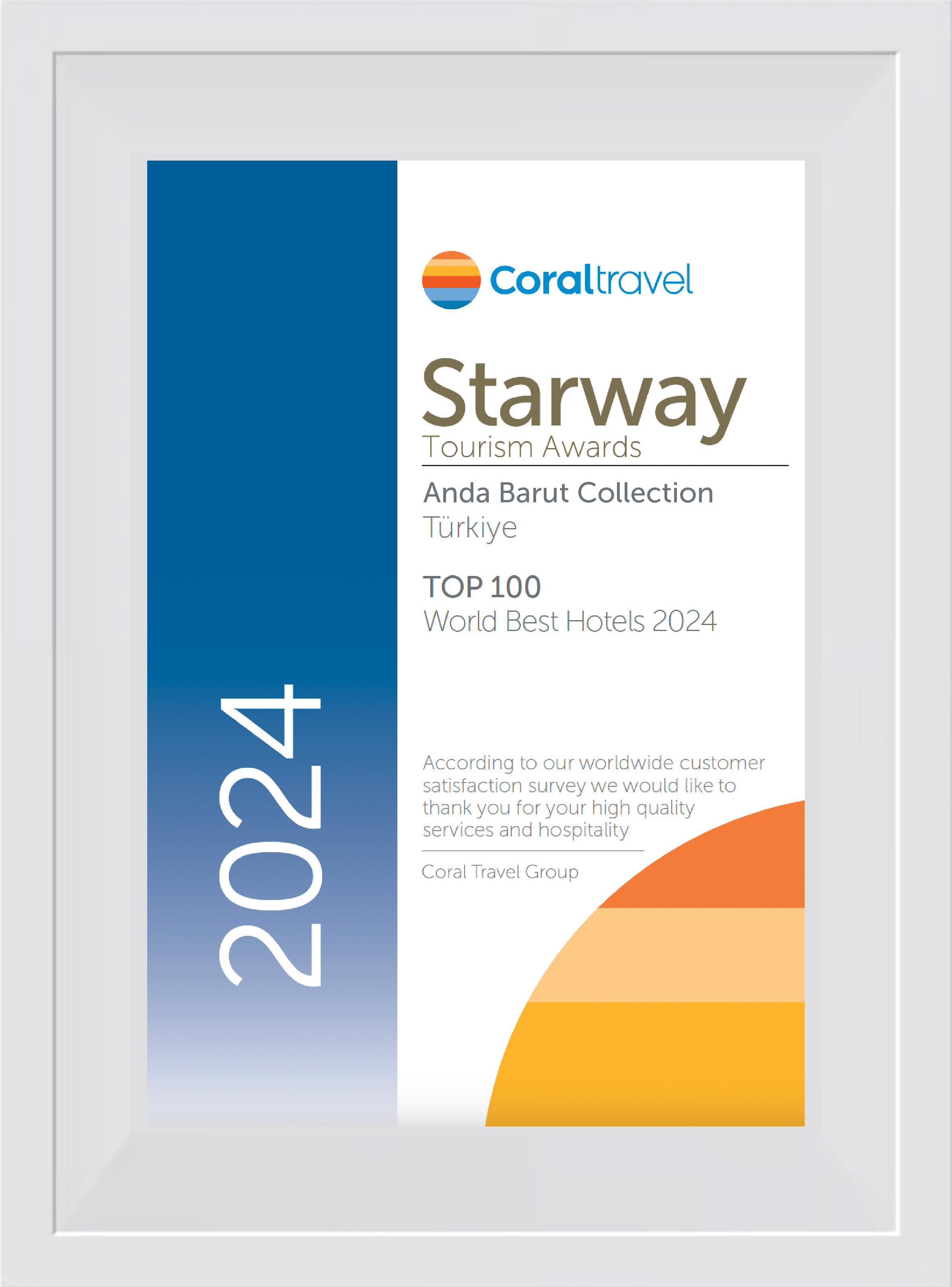 Coral Travel Starway Tourism Awards Top 100 World Best Hotels 2024